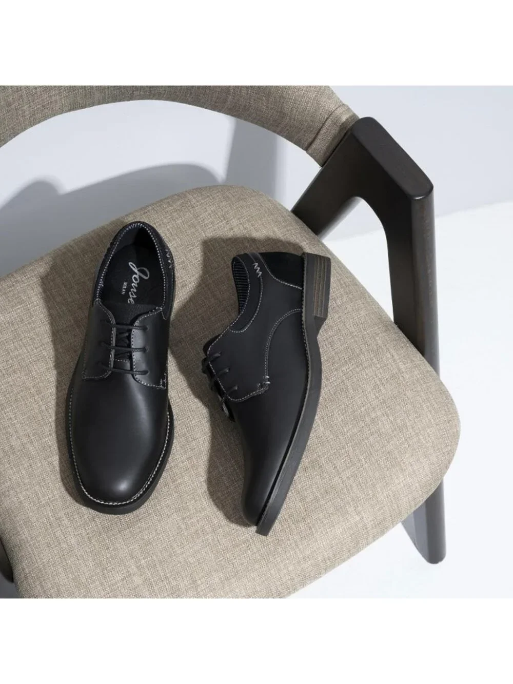 Men All Black Breathable Upper Lace Up Retro Business Classic Dress Oxford Shoes